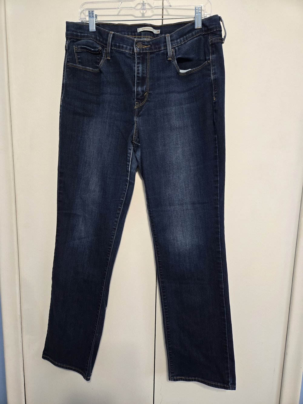 Levi's 505 Straight Jeans Women's 14 W32 L32 Dark Wash Stretch Denim